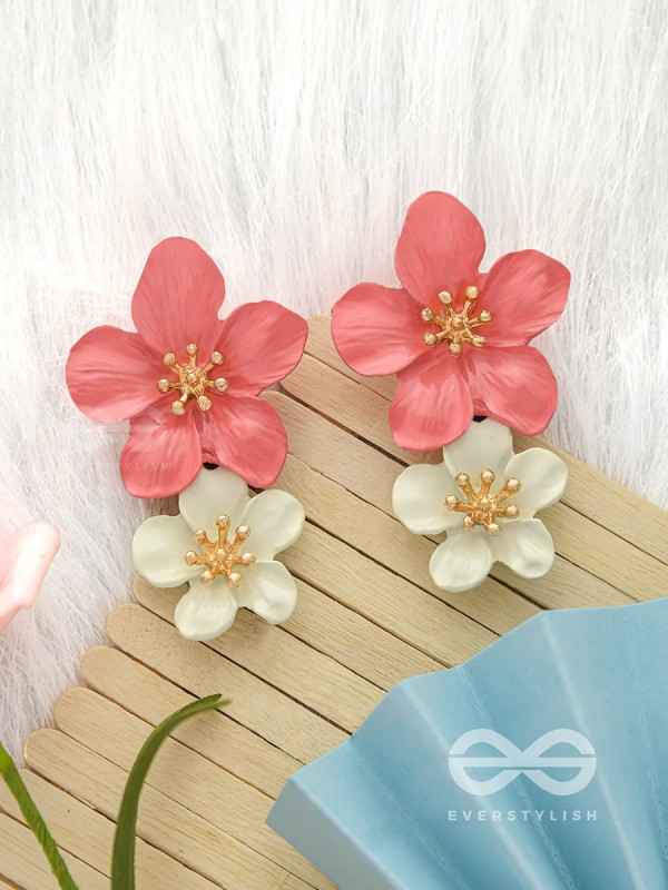 Paired Periwinkles- Statement Acrylic Earrings (Fuscia Pink)