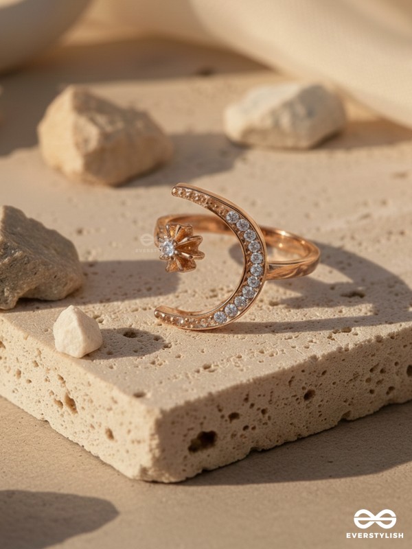 The Night Sky- Rose Golden Rhinestones Ring