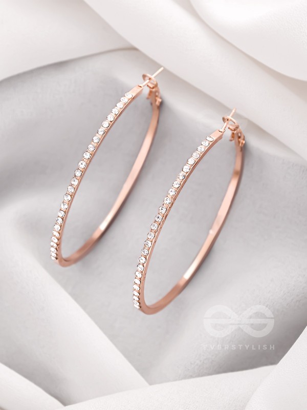 The Ring of Light- Rose Gold Rhinestones Hoop Earrings