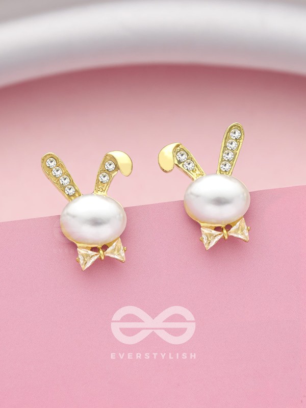 The Pearly Bunny- Golden Pearl Earrings