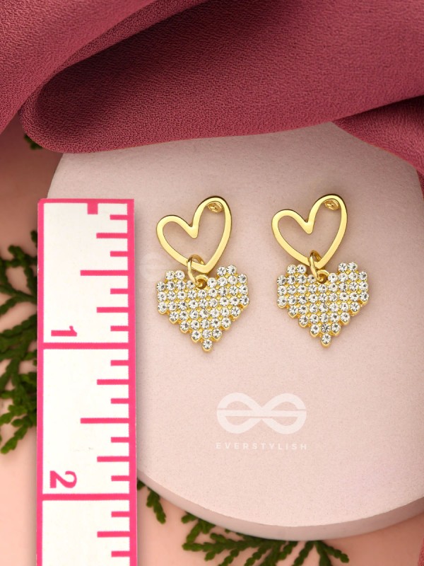 HEART-EYES- CLASSY GOLDEN RHINESTONES EARRINGS