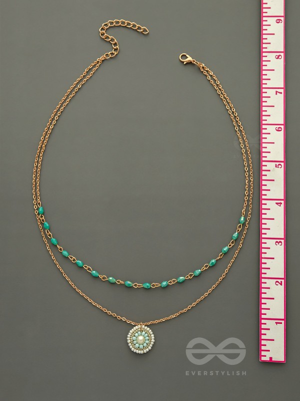 The Moonlit Sea- Beads Studded Embroidered Layered Golden Necklace With Anti-Tarnish Coating 