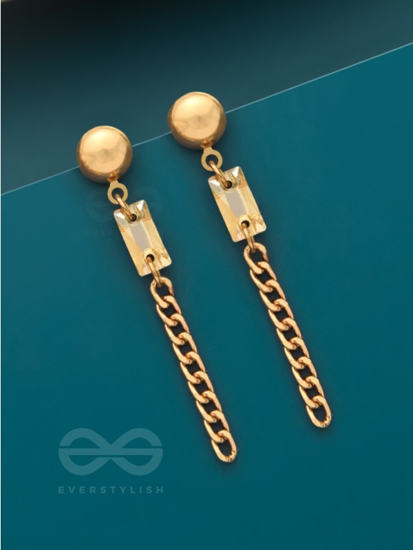 The Meteor Shower- Golden Crystal Earrings