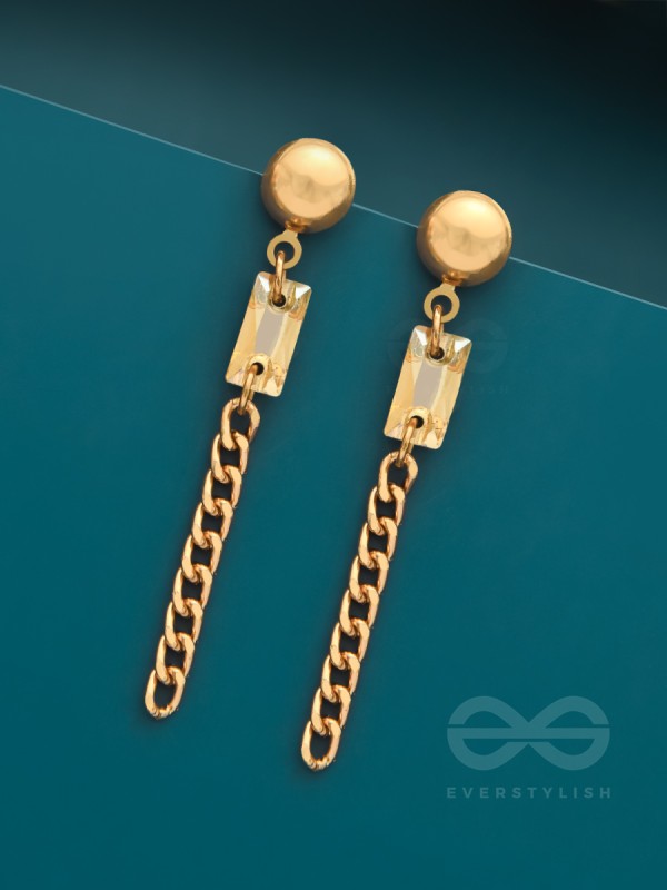 The Meteor Shower- Golden Crystal Earrings