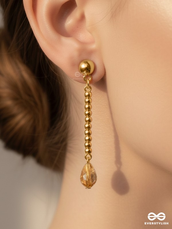 Tears of Joy- Golden Crystal Beads Earrings