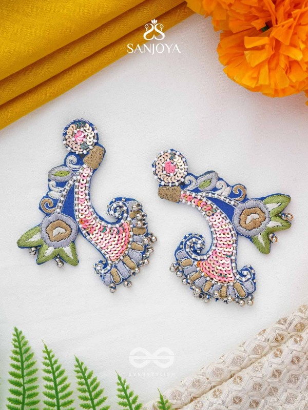 Alankar - The Decorated - Sequins, Beads And Resham Hand Embroidered Earrings (Multicolor)