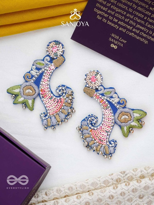 Alankar - The Decorated - Sequins, Beads And Resham Hand Embroidered Earrings (Multicolor)