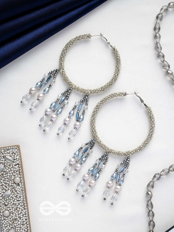 Ashmana- The Raining Cloud- Pearls and Beads Embroidered Earrings