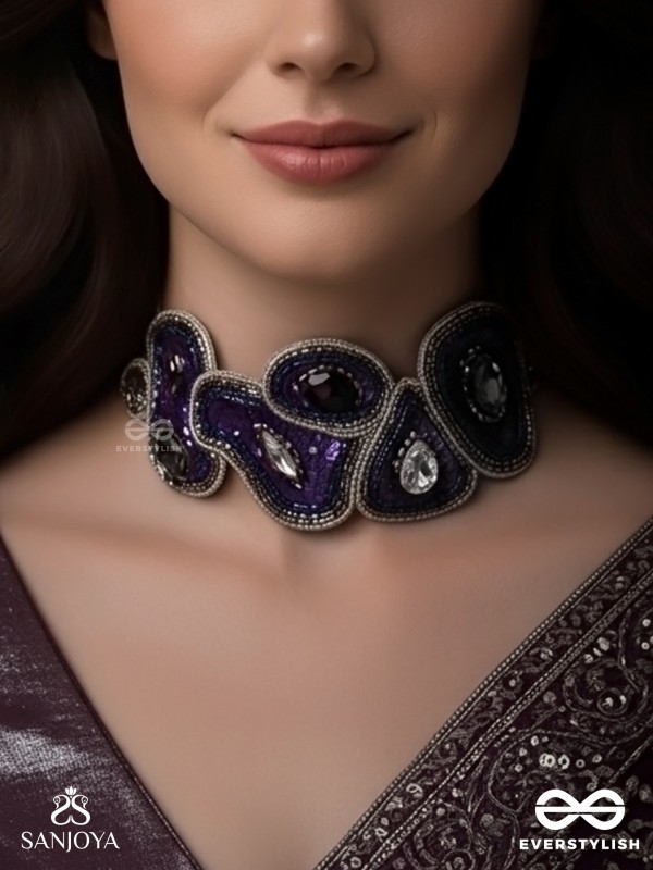 Kimaya - The Divine - Sequins, Cutdana And Stone Hand Embroidered Choker Neckpiece