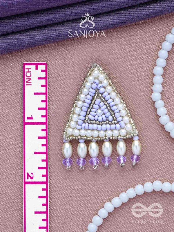 Suchyagra- The Eternal Pyramid- Pearls, Beads and Glass Beads Embroidered Earrings (Orchid Purple)