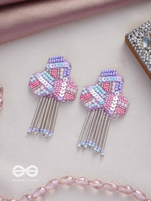 Karutaka - The Clover Leaf - Sequins And Beads Hand Embroidered Earrings (Multicolor)