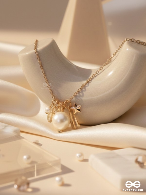 A Piece Of Sky- Golden Pearl Necklace With Anti-Tarnish Coating 