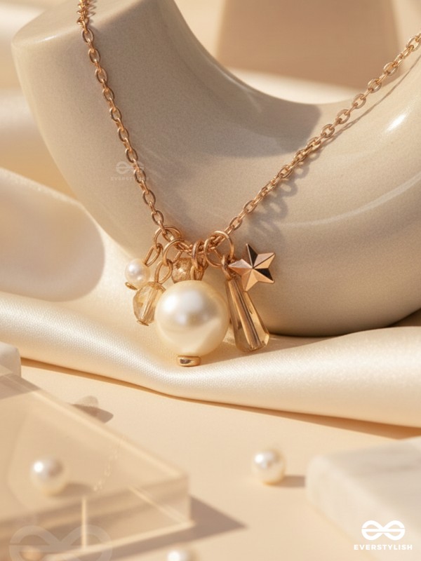 A Piece Of Sky- Golden Pearl Necklace With Anti-Tarnish Coating 