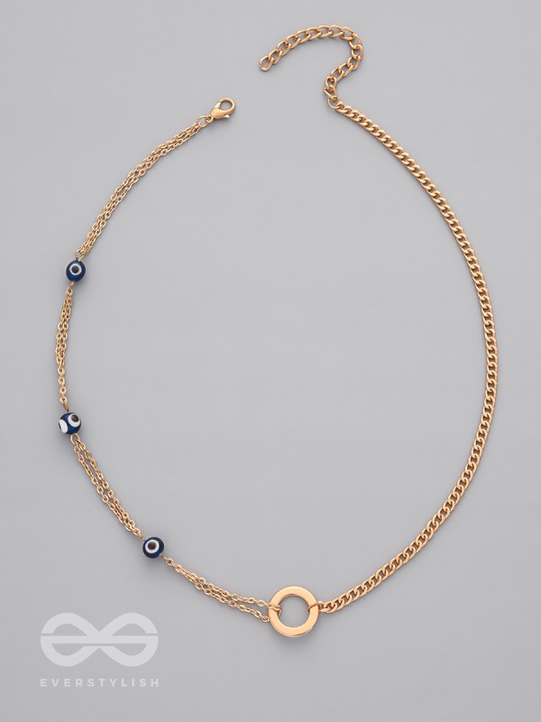 The Fairy Ring- Golden Evil Eye Necklace With Anti-Tarnish Coating 