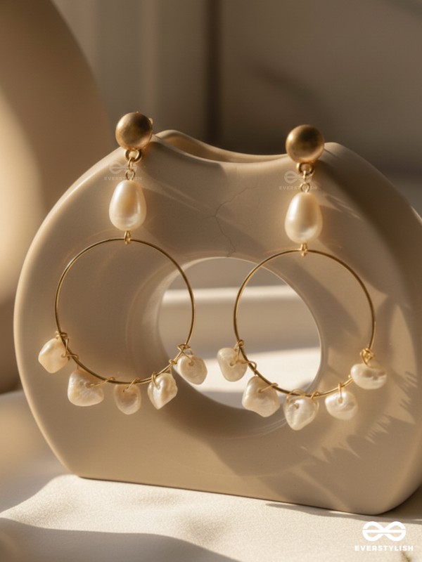 The Snow Globe- Golden Stone Earrings