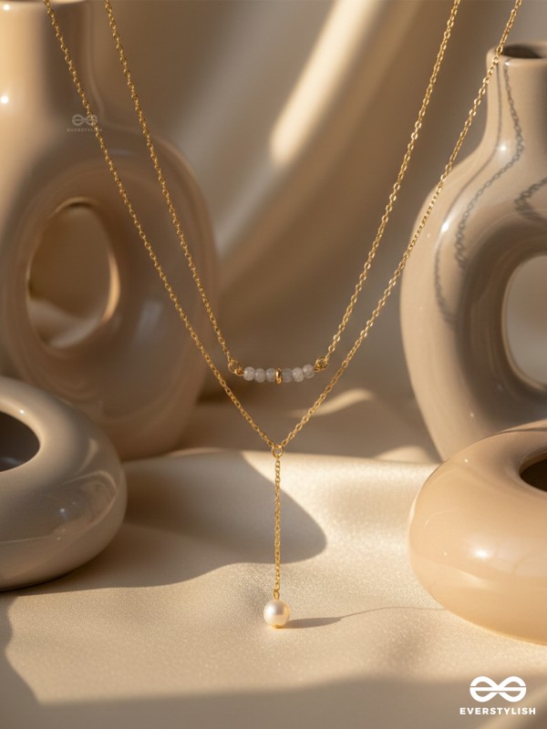 The Drowned Moon- Golden Pearl Layered Necklace With Anti-Tarnish Coating 