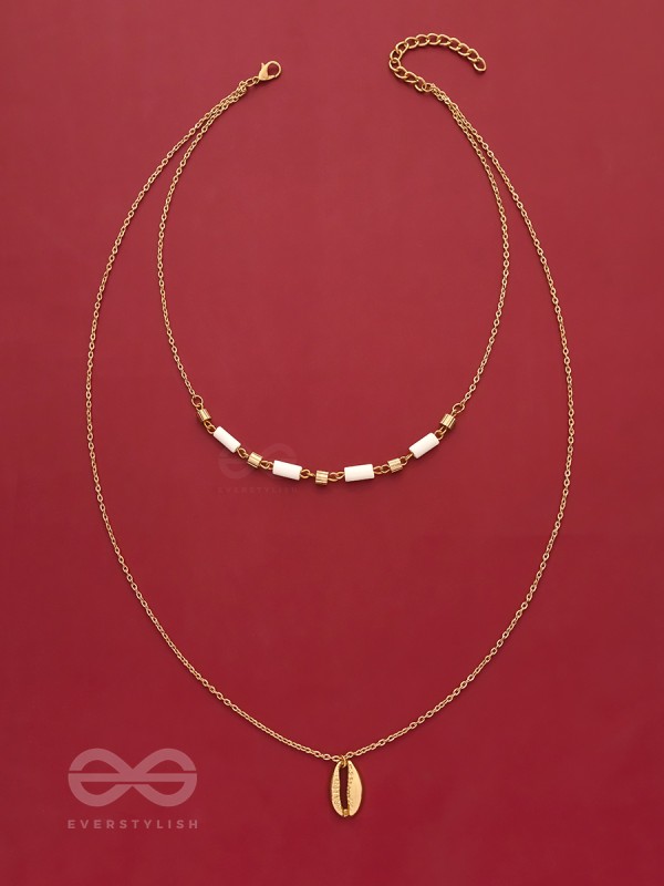 Sun N Sand - Golden Beads Layered Necklace With Anti-Tarnish Coating 