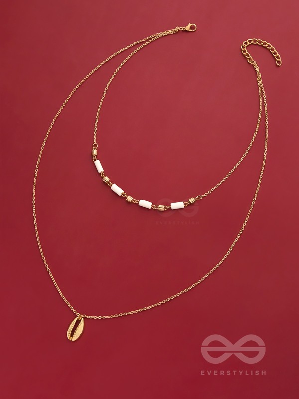 Sun N Sand - Golden Beads Layered Necklace With Anti-Tarnish Coating 