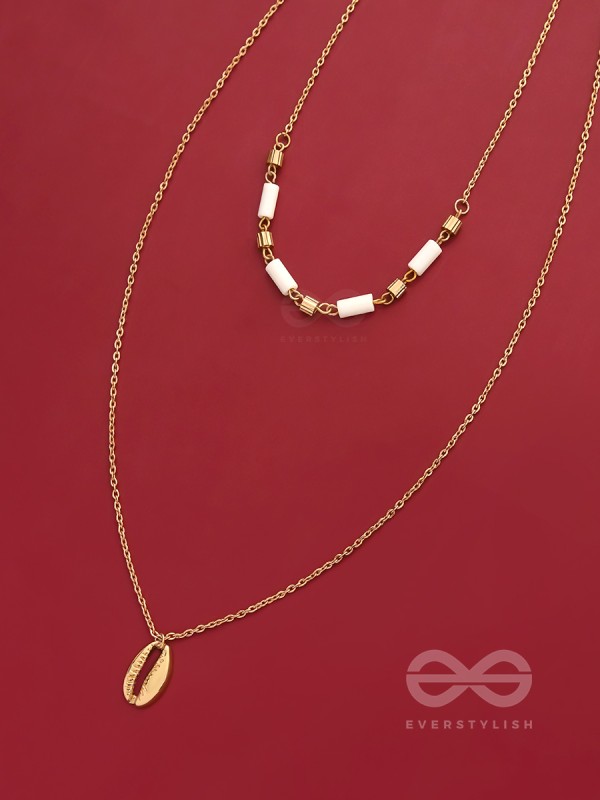Sun N Sand - Golden Beads Layered Necklace With Anti-Tarnish Coating 