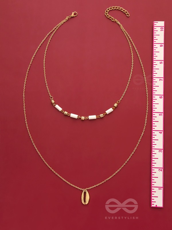 Sun N Sand - Golden Beads Layered Necklace With Anti-Tarnish Coating 