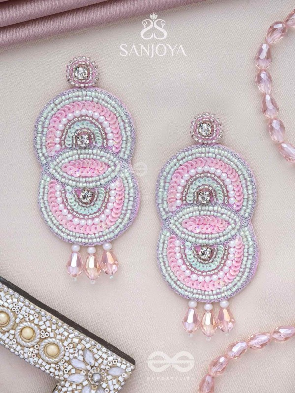 Dwaidha- The Dual- Stones, Sequins and Beads Embroidered Earrings 