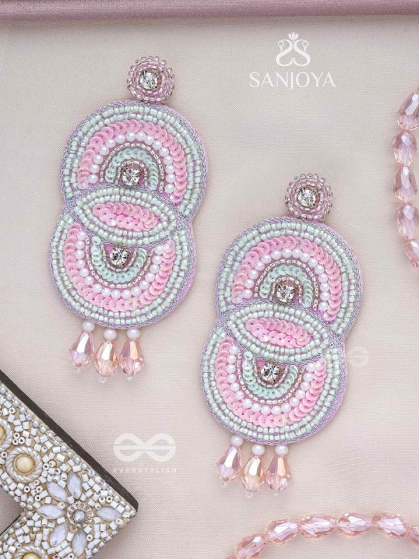 Dwaidha- The Dual- Stones, Sequins and Beads Embroidered Earrings 