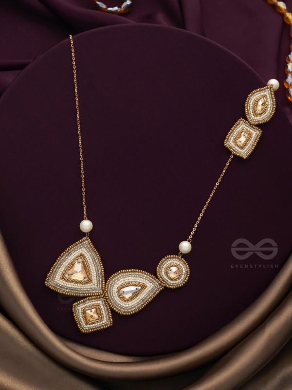 Dwista- The Copper Beauty- Beads And Stones Embroidered Necklace With Anti-Tarnish Coating 
