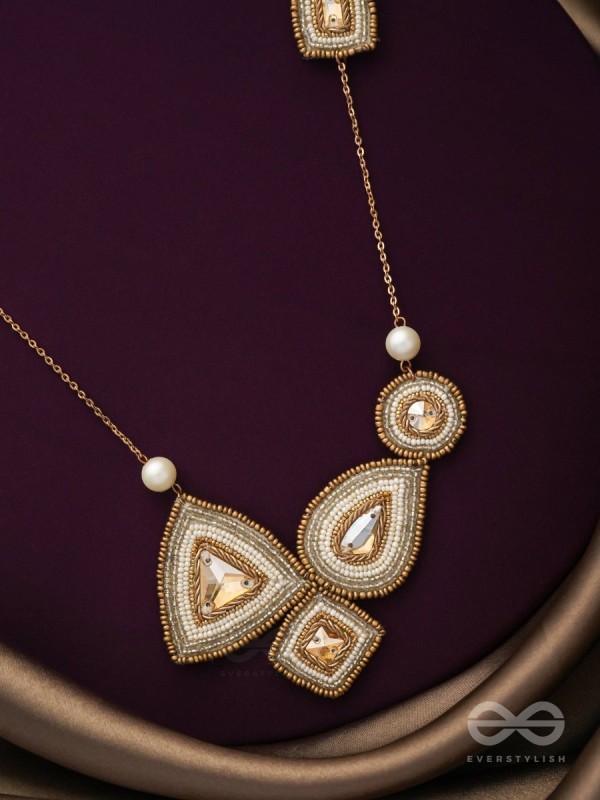 Dwista- The Copper Beauty- Beads And Stones Embroidered Necklace With Anti-Tarnish Coating 