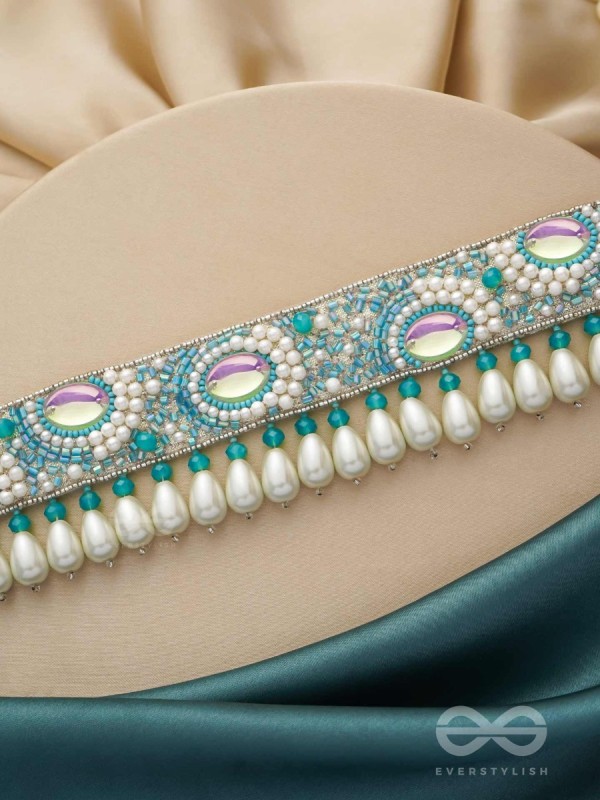 Jalakrit- The Rainy Clouds- Pearls and Stones Embroidered Choker Necklace 