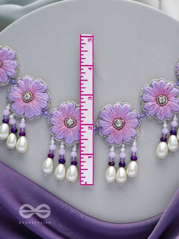 Tevana- The Pleasure Garden- Resham, Stones and Pearls Embroidered Choker Necklace 