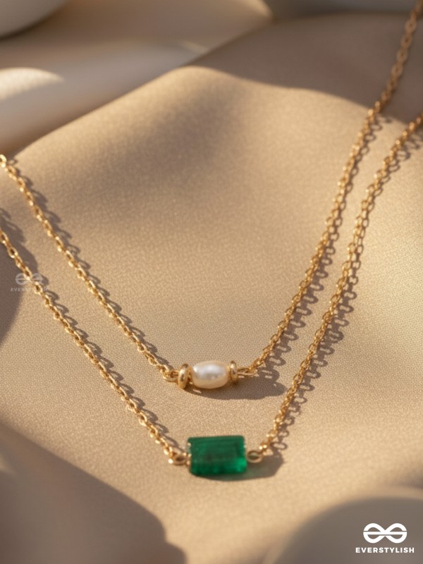 The Jade Shadow- Golden Layered Necklace With Anti-Tarnish Coating 