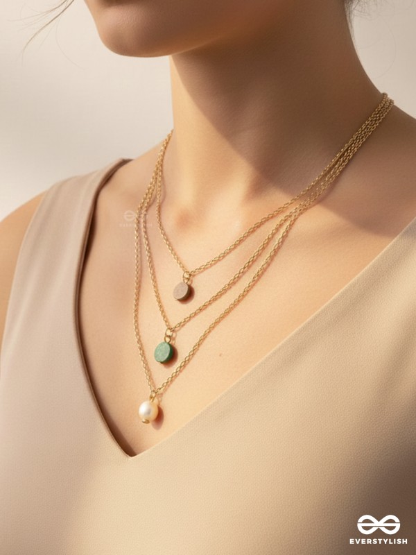 Shades Of Passion- Golden Pearl Layered Necklace With Anti-Tarnish Coating 