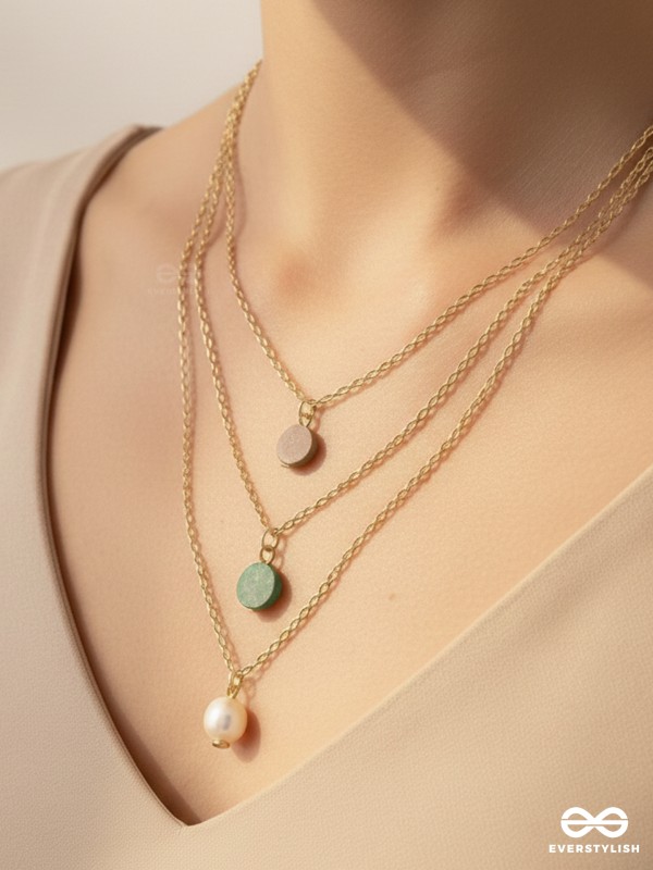Shades Of Passion- Golden Pearl Layered Necklace With Anti-Tarnish Coating 