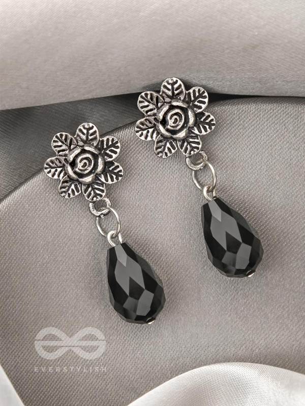 The Frosted Flower- Tiny Trinket Earrings (Ebony Black)