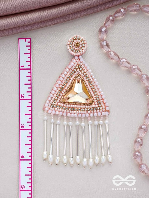 Akshkarna - The Exquisite Triangle - Beads And Stones Hand Embroidered Earrings