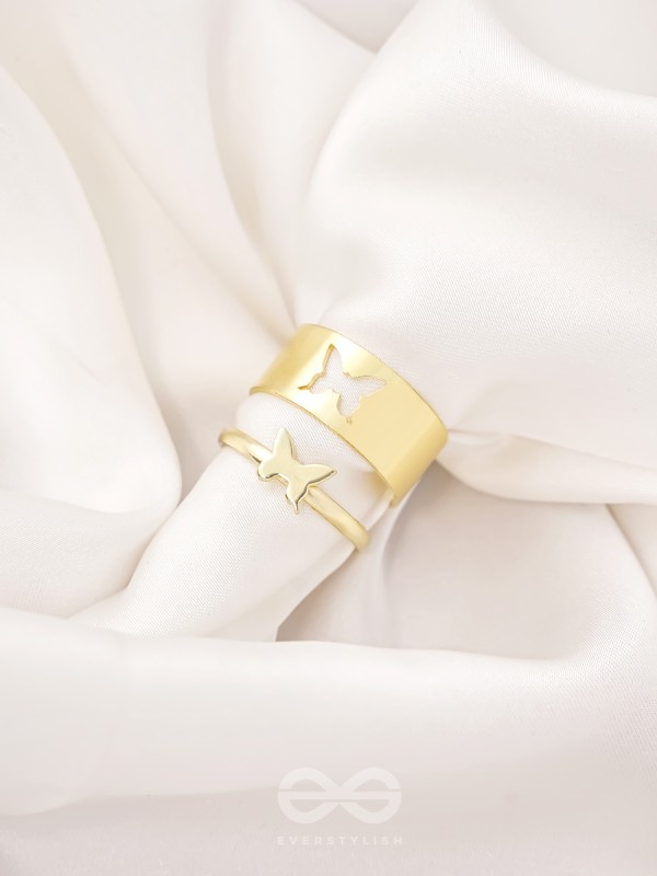 The Missing Moth- Set of Two Golden Rings