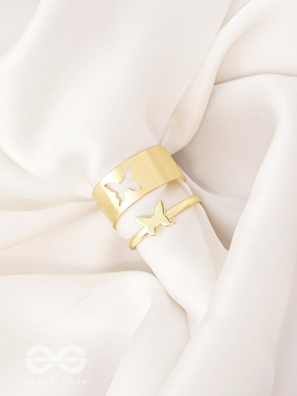 The Missing Moth- Set of Two Golden Rings