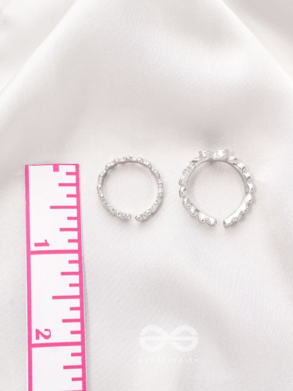 String of Hearts- Set of Two Silver Rings