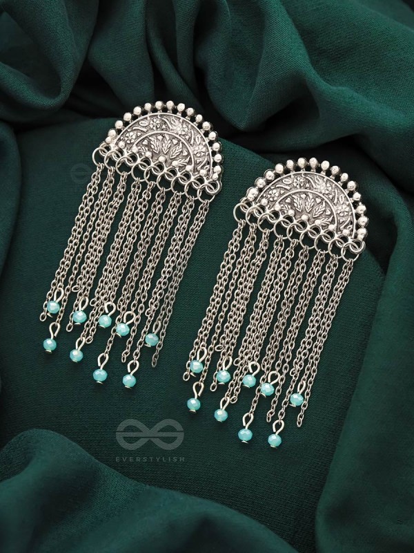 The Frozen Cascade- Oxidized Beads Earrings