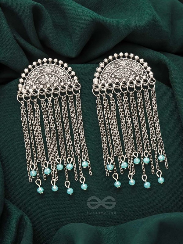 The Frozen Cascade- Oxidized Beads Earrings