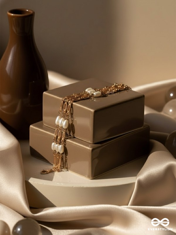 Ropes of Pearls- Golden Layered Pearls Bracelet