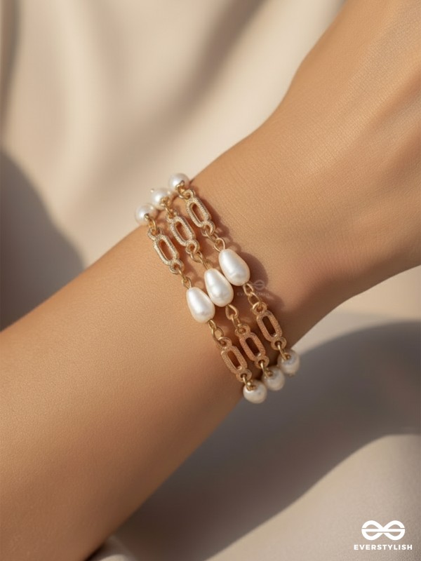 Ropes of Pearls- Golden Layered Pearls Bracelet