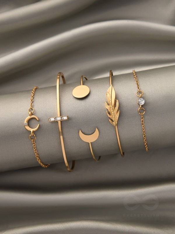 The High Five- Set of 5 Golden Bracelets