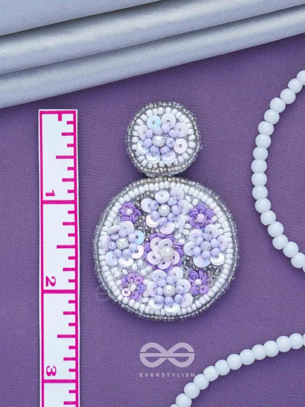 Nimrukti - The Purple Dusk - Beads And Sequins Hand Embroidered Earrings