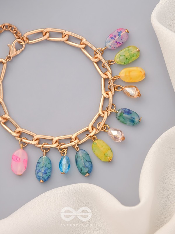 The Rainbow Drops- Golden Embellished Bracelet