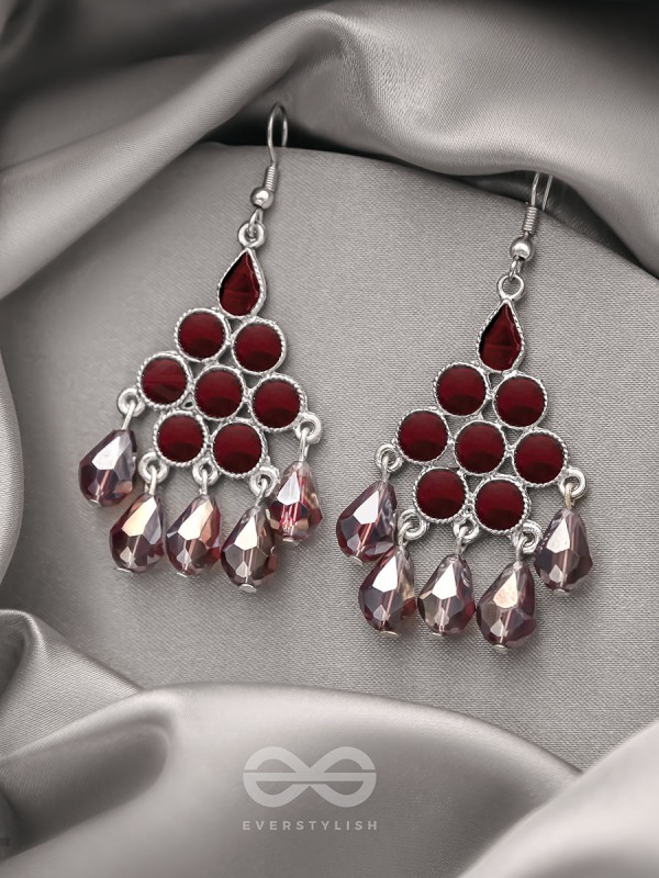 The Maroon Haze- Oxidised Glass Beads Earrings
