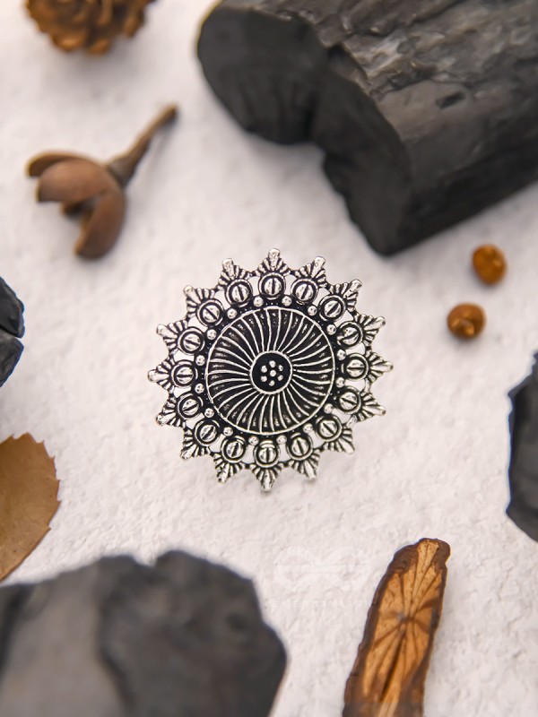 The Foggy Floret - Oxidised Statement Ring