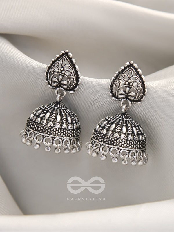 Hearts and Flowers- Brass Jhumka Earrings