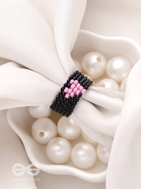 The Midnight Sky- Black Beaded Ring