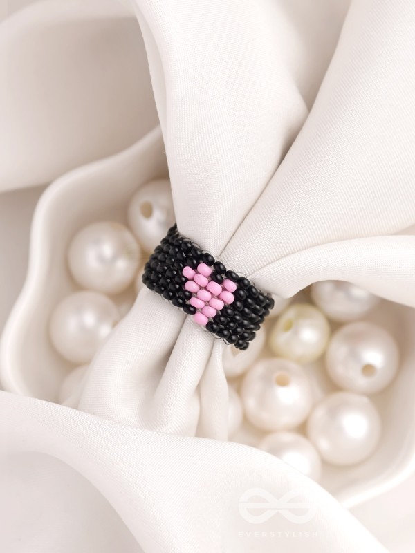 The Midnight Sky- Black Beaded Ring